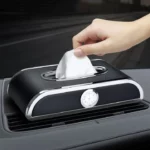 Boîte à Mouchoirs Voiture en Cuir PU Avec Montre – Support Accoudoir Élégant – Image 2