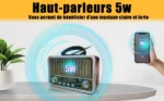Radio Portable - Mini Style Vintage - Bandes AM/SW/FM - Fonctions TWS/USB/Carte TF/BT5.0 - Rechargeable – Image 7