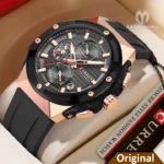 Montre Homme Curren Quartz Authentique - Bracelet En Silicone - Boîtier En Alliage - Résistante Aux Rayures Et À L'eau – Image 2