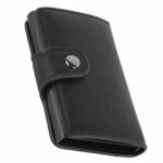 Mini Portefeuille Intelligent À Trois Volets -  Fibre de Carbone et Cuir - 5 cartes - 3 Compartiments Pour Billets Noir – Image 4