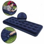 Matelas Gonflable Double Pliable Bleu Portable Avec Surface Rembourrée