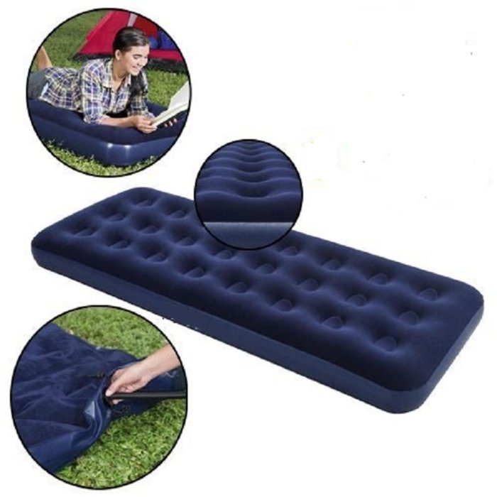 1_169_3_1.jpg Matelas Gonflable Double Pliable Bleu Portable Avec Surface Rembourrée – Image 1