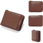 Portefeuille Avec Porte Cartes En Cuir Pour Homme - Design Élégant à Deux Volets - Avec Porte-Monnaie Intérieur - Porte-Cartes - Fermeture Éclair - Qualité Supérieure