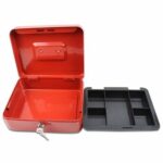 Métal Cach Box - Caisse à Monnaie - Coffre fort - Boîte De Rangement Avec 2 Clés - 30 x 24 x 9 Cm - Rouge – Image 2