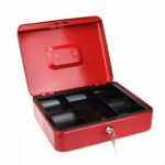 Métal Cach Box - Caisse à Monnaie - Coffre fort - Boîte De Rangement Avec 2 Clés - 30 x 24 x 9 Cm - Rouge – Image 5