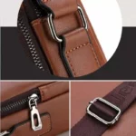 Sac en Cuir Pour Hommes - Luxueux et à La Mode - Multi-Poches - Marron – Image 4