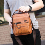 Sac en Cuir Pour Hommes - Luxueux et à La Mode - Multi-Poches - Beige – Image 2