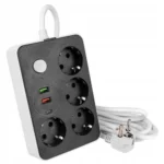 Multiprises MT-PF15 - 4 Ports - 2500 W CA - Interrupteur Marche/Arrêt - 2 Chargeurs USB - 1 Chargeur USB-C PD - 18 W - 2 Mètres