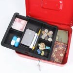 Métal Cach Box - Caisse à Monnaie - Coffre fort - Boîte De Rangement Avec 2 Clés - 30 x 24 x 9 Cm - Rouge – Image 6