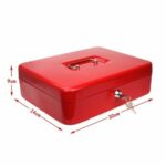 Métal Cach Box - Caisse à Monnaie - Coffre fort - Boîte De Rangement Avec 2 Clés - 30 x 24 x 9 Cm - Rouge – Image 3
