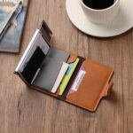 Portefeuille 2 en 1 Intelligent en Cuir Pour Cartes De Crédit - billets de banque - Métal Fin pour Homme - Pliable – Image 4