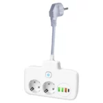 Multiprise Intelligent 6EN1 - 2 Port Prises CA - 3 USB - 1 TYPE C - Anti-Surtension Avec Interrupteur Ét Sécurité Enfant - T2435 - Blanc – Image 7