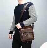Sac en Cuir Pour Hommes - Luxueux et à La Mode - Multi-Poches - Marron – Image 2