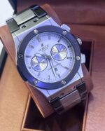 Montre Hublot Pour Homme – Bracelet En Acier Inoxydable – Résistance à l'eau - Qualité Premium - Gris – Image 4