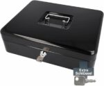 Métal Cach Box - Caisse à Monnaie - Coffre fort - Boîte De Rangement Avec 2 Clés - 30 x 24 x 9 Cm - Noir – Image 5