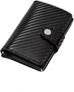 Mini Portefeuille Intelligent À Trois Volets -  Fibre De Carbone et Cuir - 5 cartes - 3 Compartiments Pour Billets – Image 10