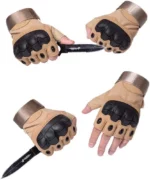 Gants Tactiques Demi-Doigt De Haute Qualité - Multifonctions - Beige – Image 7