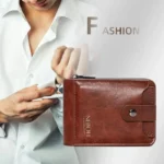 Portefeuille Avec Porte carte en Cuir Pour Homme - Qualité Supérieure - Design Élégant à Deux Volets - Avec Porte-Monnaie Intérieur - Porte-Cartes - Fermeture Éclair – Image 7