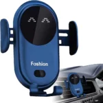 Chargeur De Voiture Sans Fil 2 En 1 - Tous Smartphones - Charge Rapide Intelligente - Infrarouge - Capteur - Support Téléphone - Bleu – Image 2