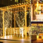 Guirlande Rideau lumineux Hauteur 3 Mètres Sur 3 Mètres - Étanche - Jaune