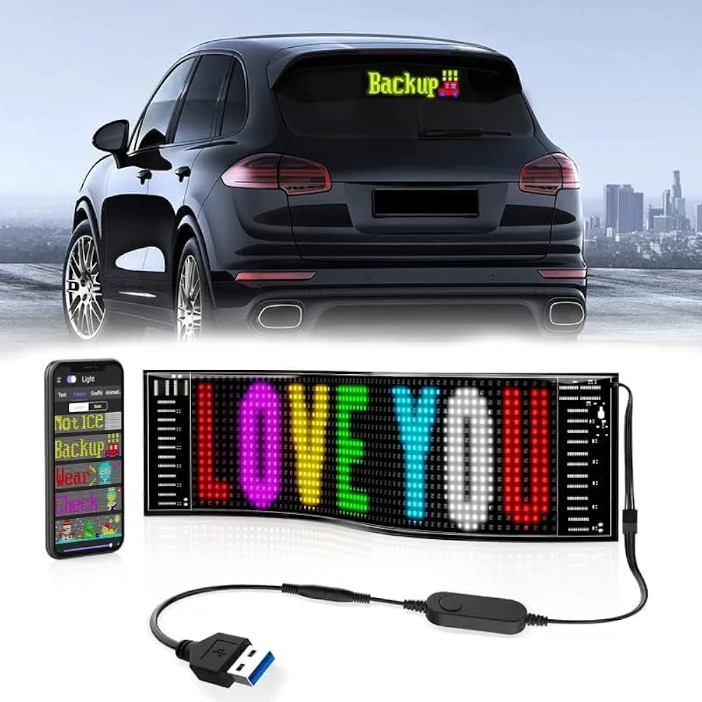 618IAnzqhGL._AC_UF10001000_QL80_FMwebp_.webp Panneau Matriciel LED USB 5 V - Flexible - Rechargeable - Motifs RVB - Graphismes Graffiti - Animation - Texte - Application Bluetooth - Télécommande – Image 1