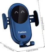 Chargeur De Voiture Sans Fil 2 En 1 - Tous Smartphones - Charge Rapide Intelligente - Infrarouge - Capteur - Support Téléphone - Bleu – Image 6