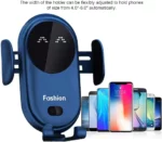 Chargeur De Voiture Sans Fil 2 En 1 - Tous Smartphones - Charge Rapide Intelligente - Infrarouge - Capteur - Support Téléphone - Bleu – Image 4