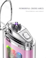 Briquet à Arc Double Rechargeable De Type C - Corps Transparent - Affichage LED de la batterie - Plasma Pulsé - Portable et Coupe-vent – Image 3