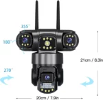 Caméra De Sécurité À Triple Objectif 2 MP - Wi-Fi 2,4 GHz - Détection De Mouvement Et De Personnes - Lnterphone Bidirectionnel - Alarme Sonore Pour Une Utilisation Intérieure Et Extérieure – Image 11