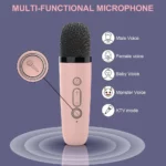 Mini Machine De karaoké - Baffle Bluetooth RGB - 2 Microphone - Sans Fil - Portable - Pour Enfants Et Adultes – Image 8