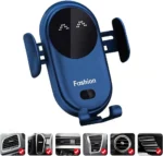 Chargeur De Voiture Sans Fil 2 En 1 - Tous Smartphones - Charge Rapide Intelligente - Infrarouge - Capteur - Support Téléphone - Bleu – Image 5