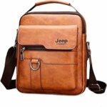 Sac en Cuir Pour Hommes - Luxueux et à La Mode - Multi-Poches - Beige – Image 3