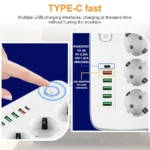 Multiprises Ldnio SC2311 - 2 Port USB-C, 4 Ports USB-A - 3 Prises De courant - 1 Port QC3.0 20 W – Image 5