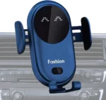 Chargeur De Voiture Sans Fil 2 En 1 - Tous Smartphones - Charge Rapide Intelligente - Infrarouge - Capteur - Support Téléphone - Bleu – Image 3