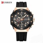 Montre Homme Curren Quartz Authentique - Bracelet En Silicone - Boîtier En Alliage - Résistante Aux Rayures Et À L'eau
