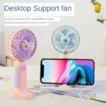 Mini Ventilateur Électrique Portable - Rechargeable Par USB - Lumière LED - Support  Téléphone – Image 7