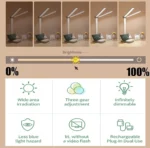 Lampe De Bureau LED Rechargeable - 3 Modes D'éclairage - Lumière Douce Pour La Lecture Et Le Bien-être Des Yeux - Support De Téléphone - Montre Numérique – Image 5