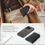 Portefeuille 2 en 1 Intelligent En Cuir Pour Cartes De Crédit - Billets de Banque - Métal Fin Pour Homme - Pliable - Noir – Image 3