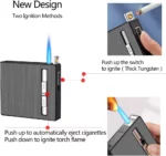 Étui à Cigarettes en Métal Pour 10 Cigarettes - Automatique Incassable - Avec 2 Briquets - Rechargeables - Résistant à L’eau – Image 2