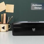 Métal Cach Box - Caisse à Monnaie - Coffre fort - Boîte De Rangement Avec 2 Clés - 30 x 24 x 9 Cm - Noir – Image 4