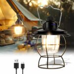 Lanterne De Camping LED - Vintage Rechargeable - Intensité Lumineuse Réglable - À Suspendre