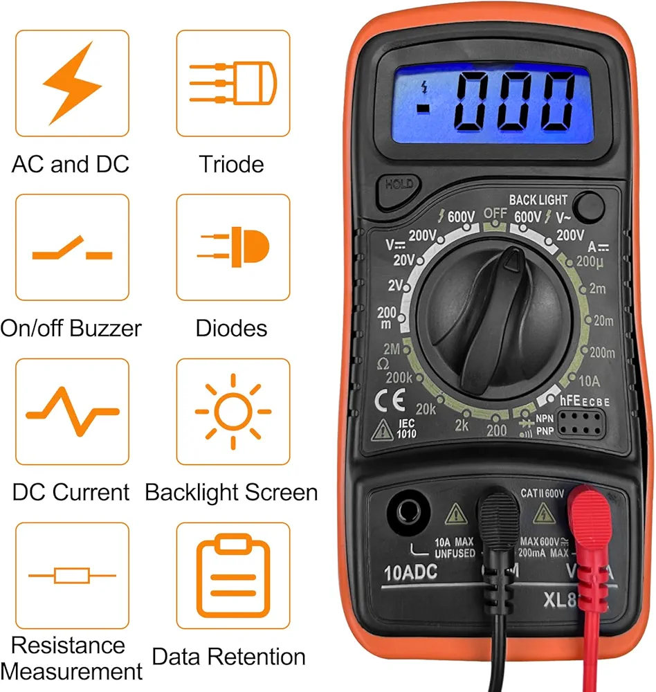 71HDr-3xpJL._AC_UF10001000_QL80_FMwebp_-1.webp Multimètre Numérique - 2 000 Mètres - Testeur Électrique LCD Professionnel - Multimètre Numérique - Ampèremètre - Mesure de Tension AC/DC - Résistance - Diode – Image 1