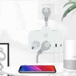 Multiprise Intelligent 6EN1 - 2 Port Prises CA - 3 USB - 1 TYPE C - Anti-Surtension Avec Interrupteur Ét Sécurité Enfant - T2435 - Blanc – Image 5