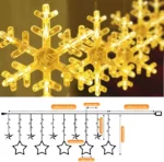 Rideau Lumineux Étoiles Et Flocons De Neige - 8 Modes D'éclairage - LED - 3 - 1.5 Mètres – Image 6