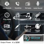 Autoradio Avec Bluetooth - 7 Coloris Disponibles - Lecteur MP3 Et Port USB - Récepteur Audio FM/WMA/TF/AUX - Appels Mains Libres - Télécommande Sans Fil – Image 5