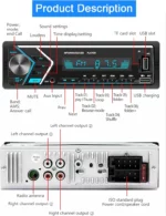 Autoradio Avec Bluetooth - 7 Coloris Disponibles - Lecteur MP3 Et Port USB - Récepteur Audio FM/WMA/TF/AUX - Appels Mains Libres - Télécommande Sans Fil – Image 3