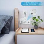 Multiprise Intelligent 6EN1 - 2 Port Prises CA - 3 USB - 1 TYPE C - Anti-Surtension Avec Interrupteur Ét Sécurité Enfant - T2435 - Blanc – Image 2