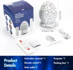 Projecteur D'aurores Boréales 4 en 1 - Lampe œuf De Dinosaure - Étoile Aurore Rechargeable - Télécommande – Image 8