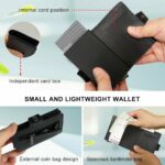 Portefeuille 2 en 1 Intelligent En Cuir Pour Cartes De Crédit - Billets de Banque - Métal Fin Pour Homme - Pliable - Noir – Image 5