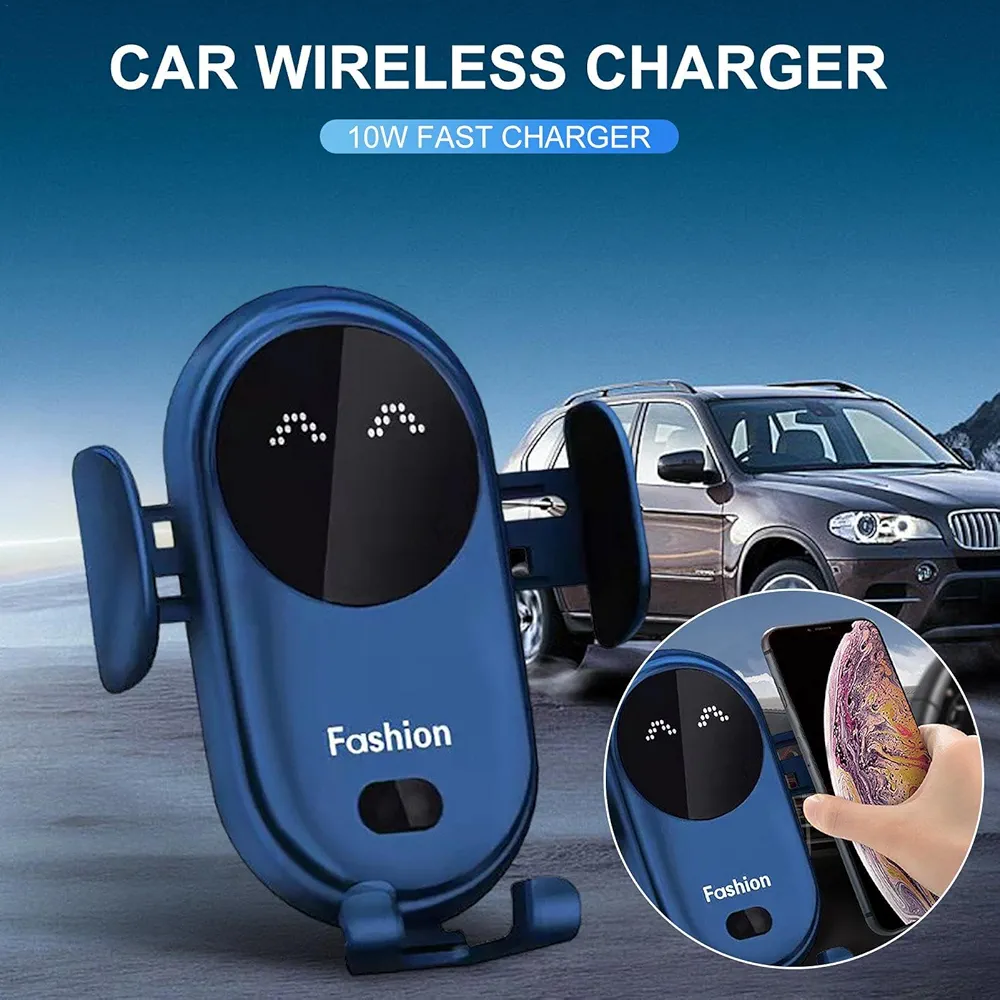 71poY1UgWxL._AC_UF10001000_QL80_FMwebp_.webp Chargeur De Voiture Sans Fil 2 En 1 - Tous Smartphones - Charge Rapide Intelligente - Infrarouge - Capteur - Support Téléphone - Bleu – Image 1